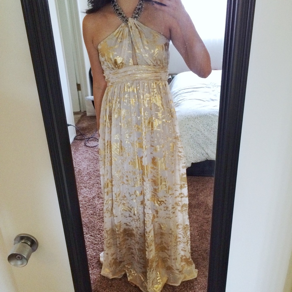 Gold halter maxi dress